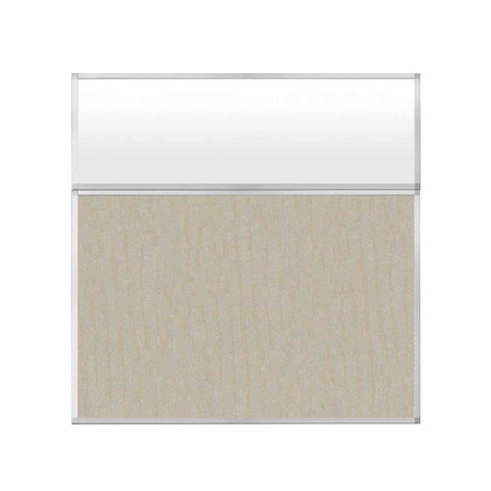 Versare Hush Panel Configurable Cubicle Partition 6' x 6' W/ Window Sand Fabric Frosted Window 1852345-3